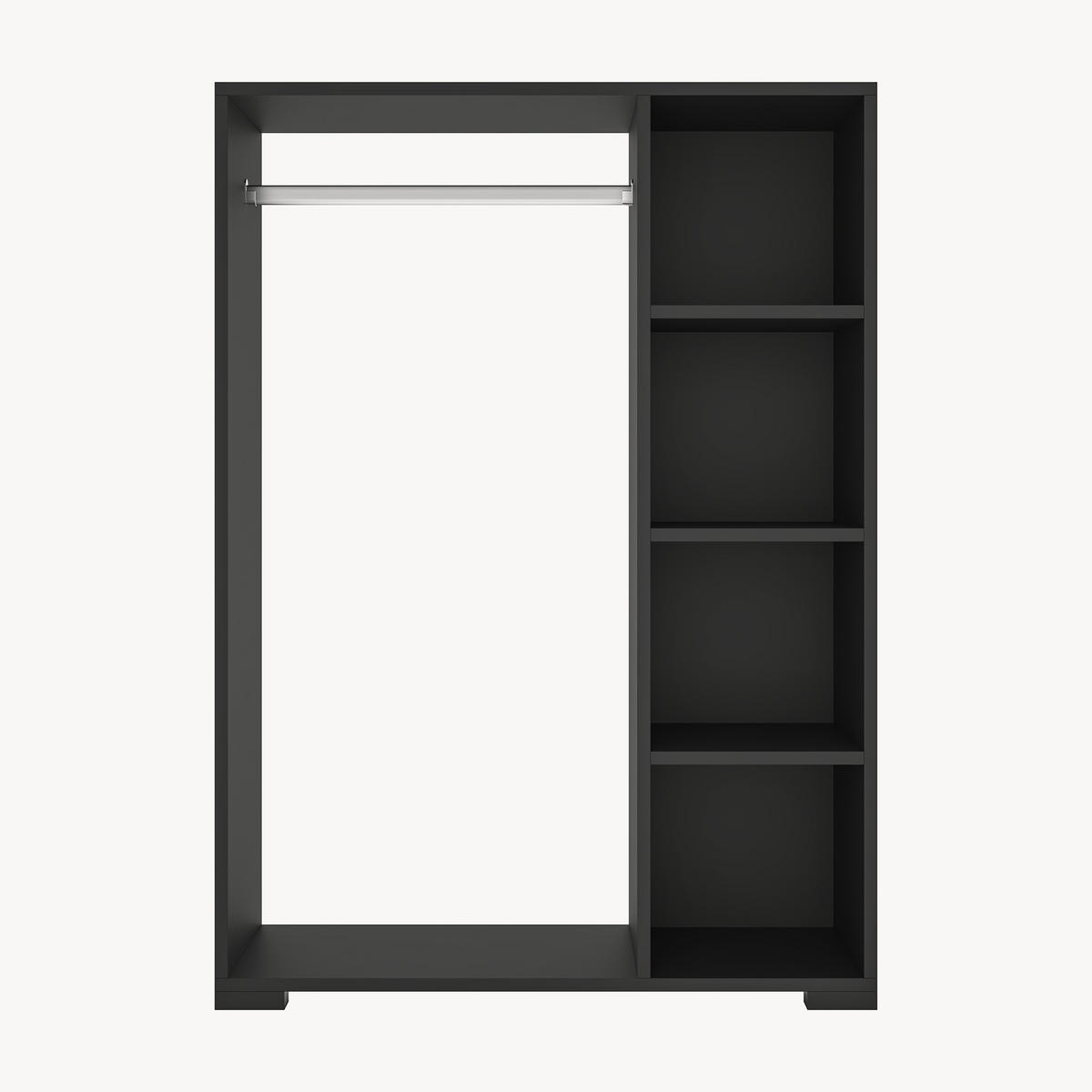 ŠATNÍK Nesbyen - černá, kompozitní dřevo/plast (90/126/30cm) - [en.casa]