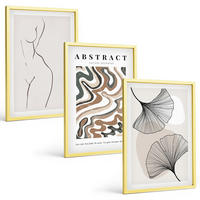 BILDER SET 3er Set - 40x60 cm Goldrahmen - Abstrakte Boho-Musterformen - Goldfarben, Kunststoff (40/60cm) - TULUP