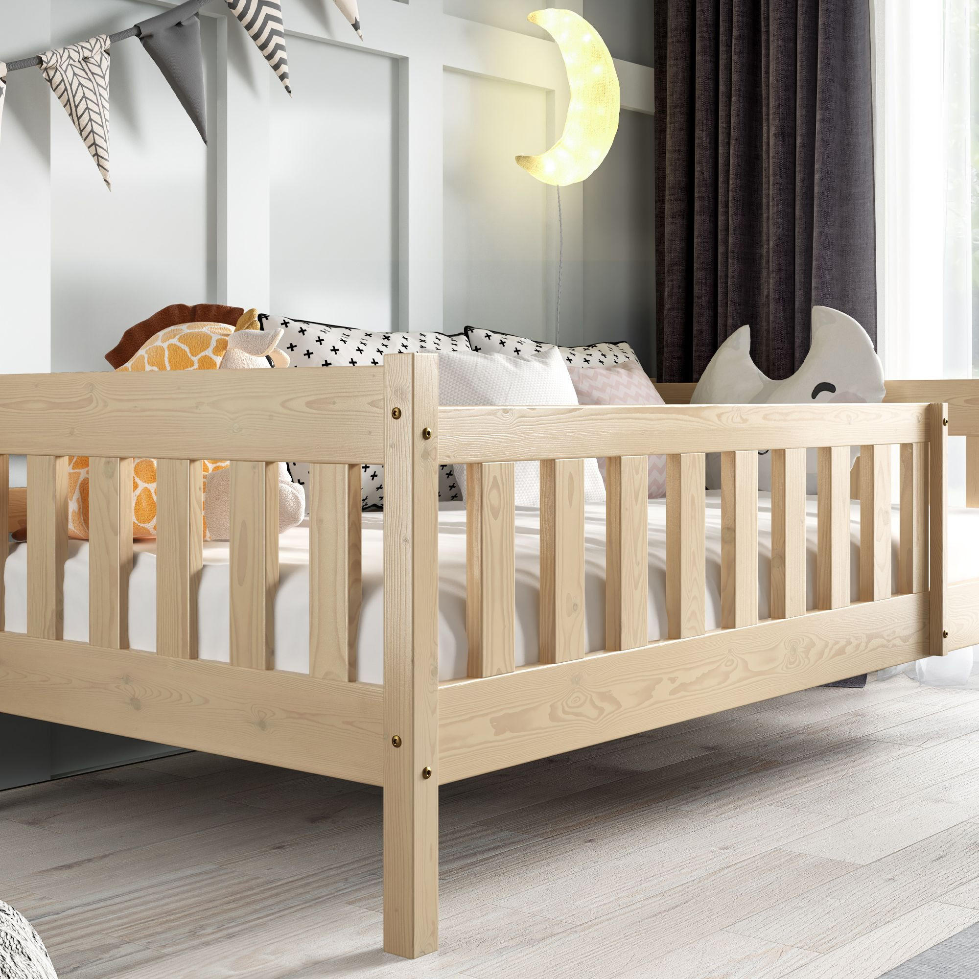 KINDERBETT Holzbett LUMBE - Kieferfarben, Holz (80/160cm) - KONSIMO®