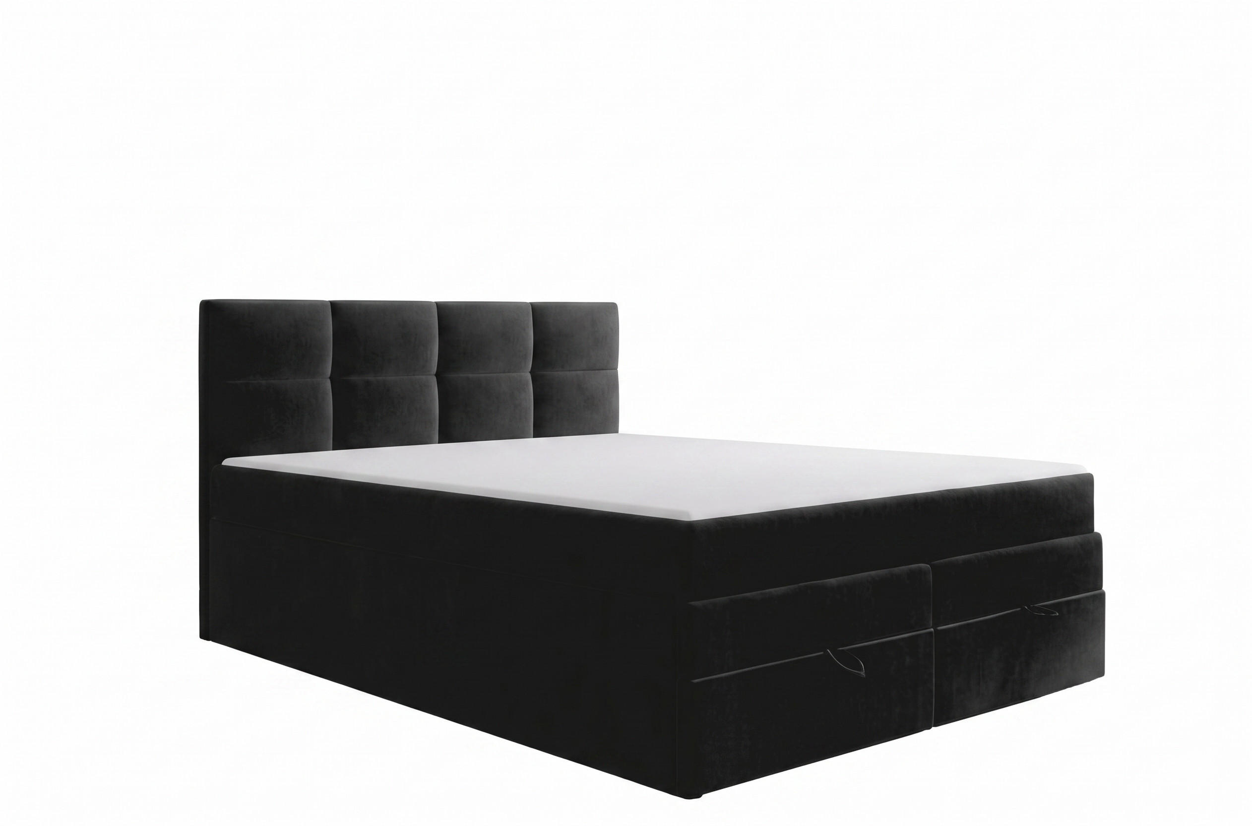 BOXSPRINGBETT 160 x 200 cm PRADO mit Taschenmatratze H3 und Bettkasten, Schwarz - Schwarz, Holzwerkstoff/Kunststoff (160/200cm) - Trada