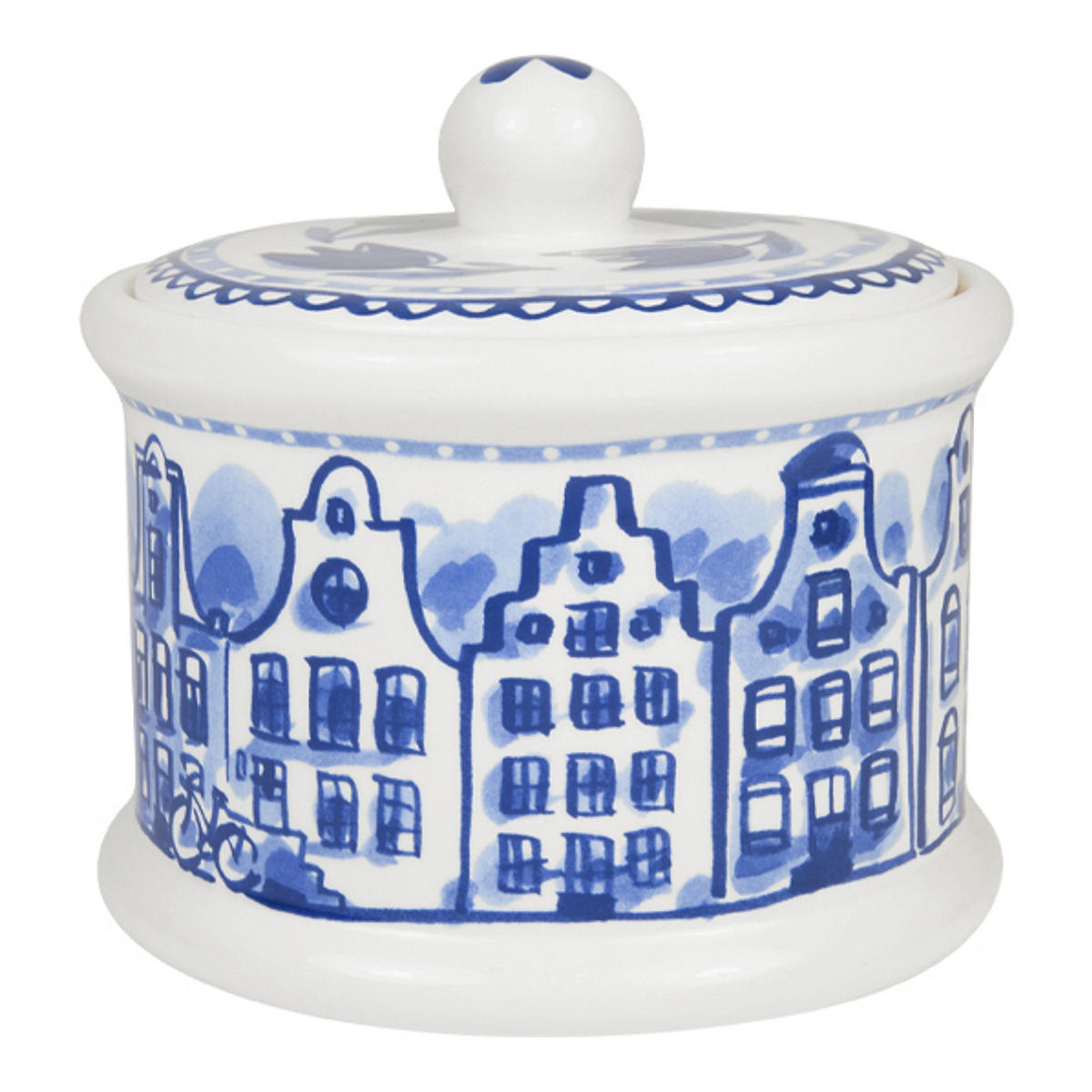 VORRATSDOSE Kanalhäuser in Blau - 12,5cm - Multicolor, Keramik (14/13/14.3cm) - Blond Amsterdam