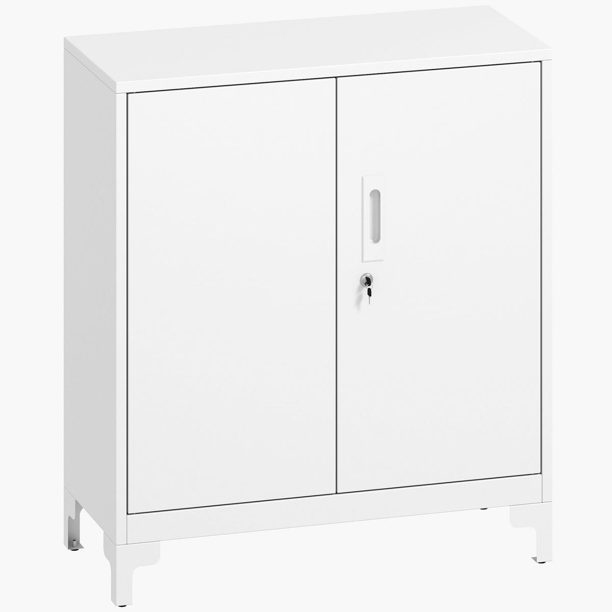 AKTENSCHRANK Büroschrank Abschließbar Mehrzweckschrank mit 2 Ebenen Weiß - Weiß, Metall (35/91/80cm) - HOMCOM