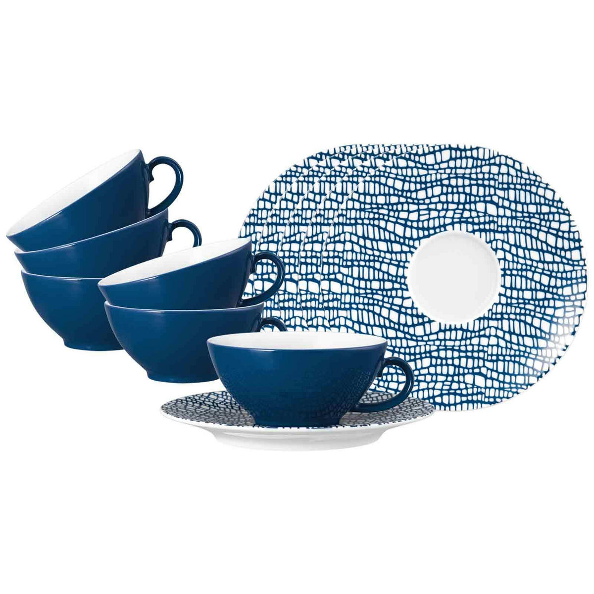 TEETASSEN MIT UNTERTASSEN Life Fashion Classic Blue 140 ml 6er Set - Blau, Keramik (13.6/5.9/13.6cm) - Seltmann Weiden