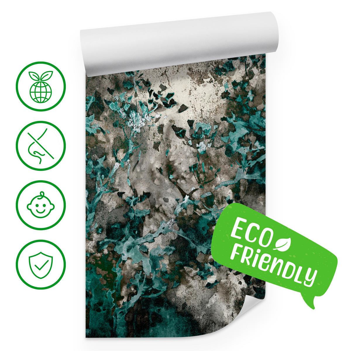 FOTOTAPETE für Wohnzimmer Beton Abstraktion 150x105 - Türkis/Grau, Papier (150/105cm) - Muralo