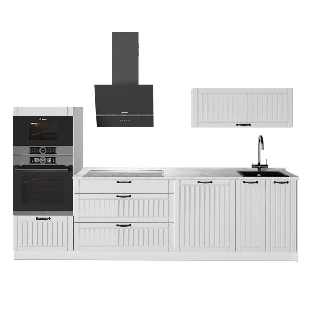 KÜCHENZEILE Fame-Line, Weiß Landhaus/Weiß, 280 cm ohne Arbeitsplatte - Weiß, Holzwerkstoff (280/153.6/51.6cm) - Vicco
