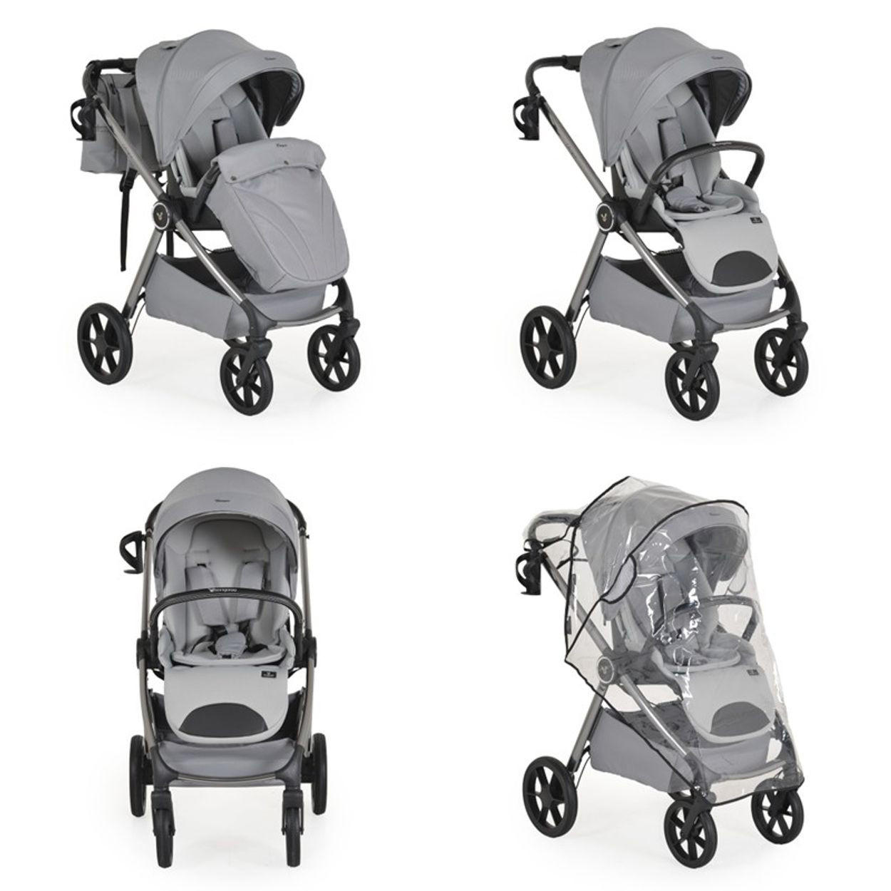 Thumbnail - Cangaroo Kombikinderwagen, Grau, Metall, 59x104x75 cm, unisex, Federung, Baby on Tour, Kinderwagen & Buggys, Kombikinder...