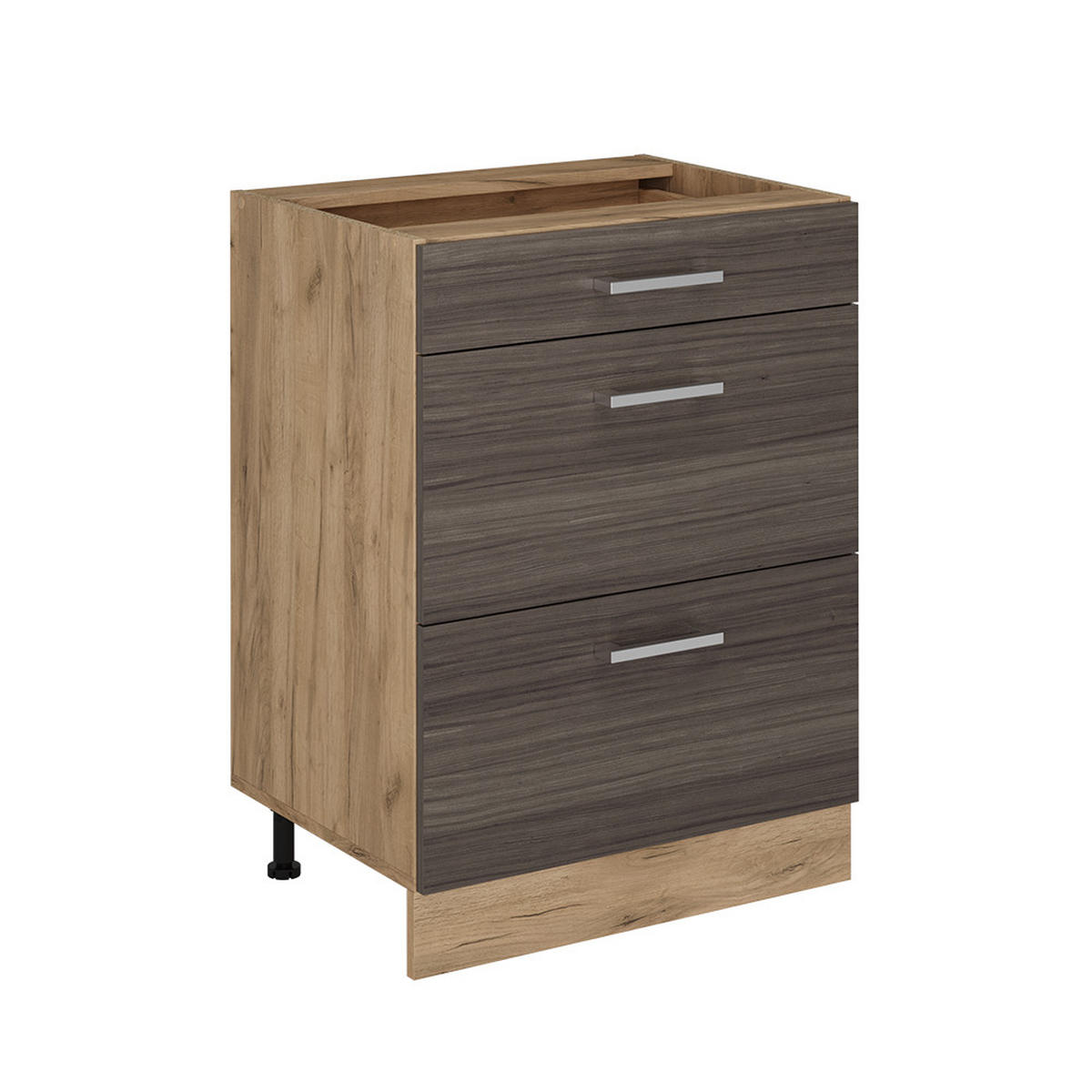 KÜCHENUNTERSCHRANK R-Line Edelgrau 60 cm mit Schubladen, ohne Arbeitsplatte - Honigeiche/Eiche Wotan, Holzwerkstoff (60/81.6/46cm) - Vicco