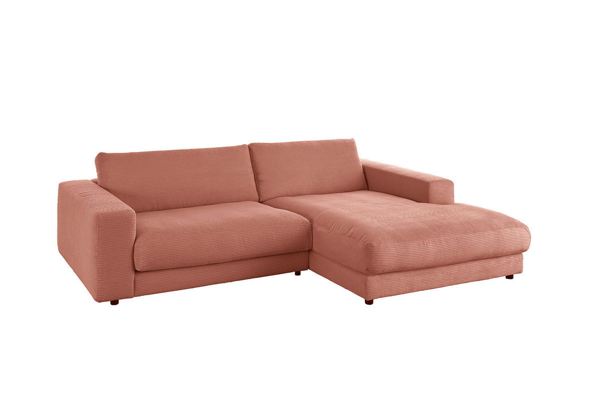 ECKSOFA MADELINE Braun Cord - Dunkelbraun/Schwarz, Kunststoff/Textil (270/190cm) - KAWOLA