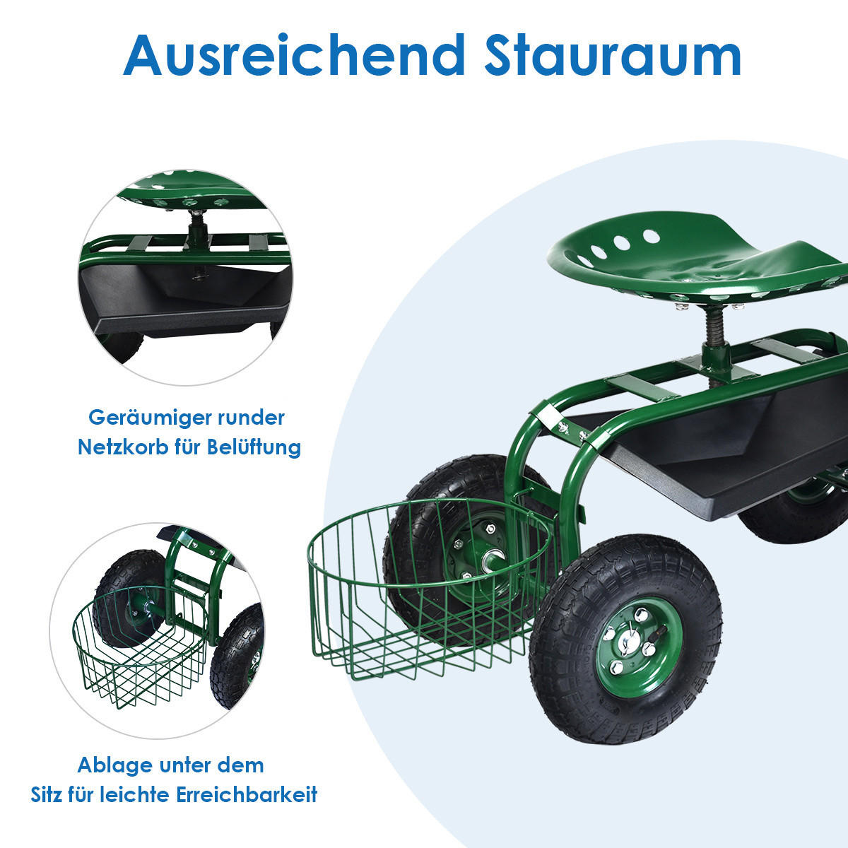 GARTENWAGEN Grün - Grün, Metall (47.5/47/96.5cm) - COSTWAY