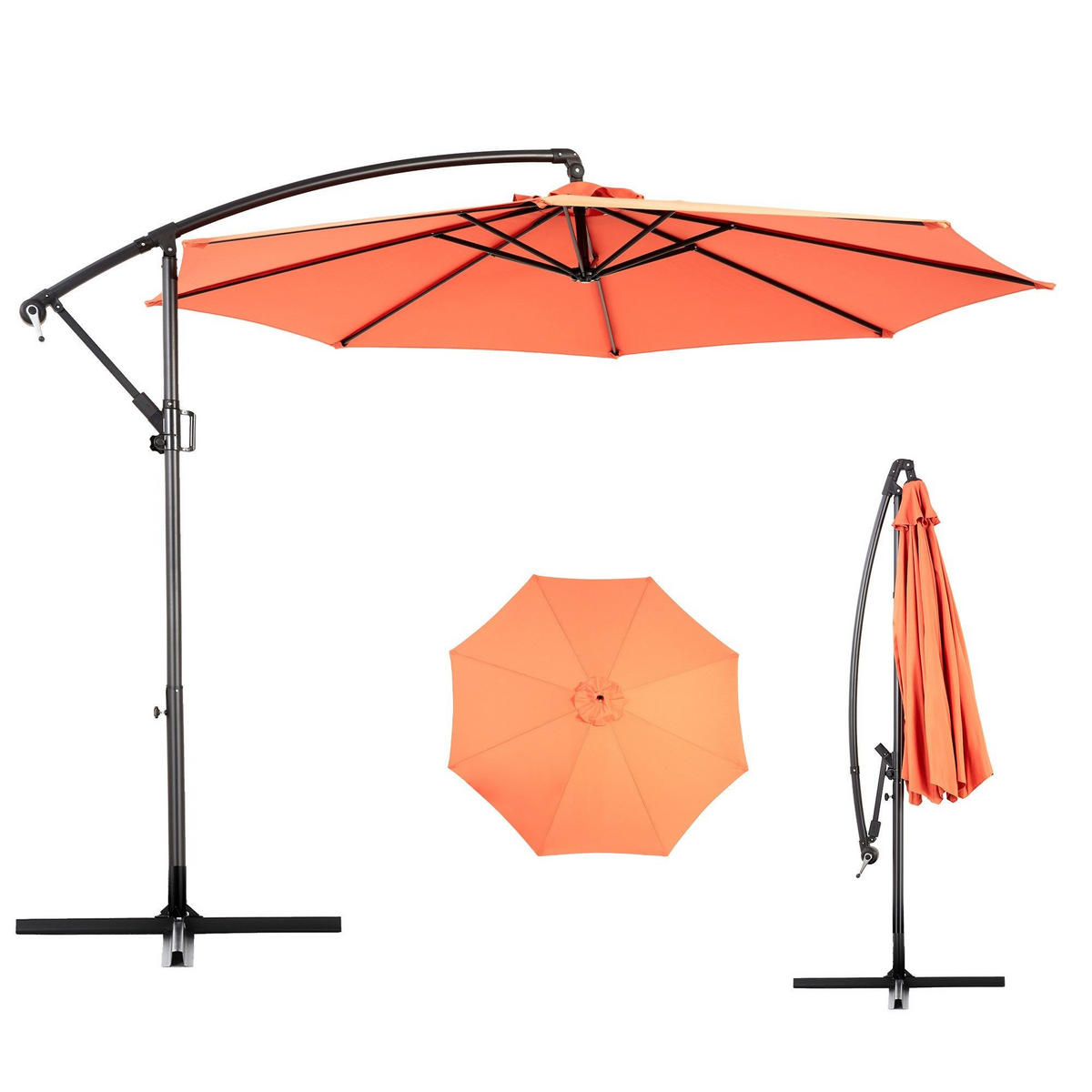 SONNENSCHIRM 295x295cm,Ampelschirm,Gartenschirm,Aluminium,Sonnenschutz,Orange - Orange, Metall (295/295cm) - LVHOM
