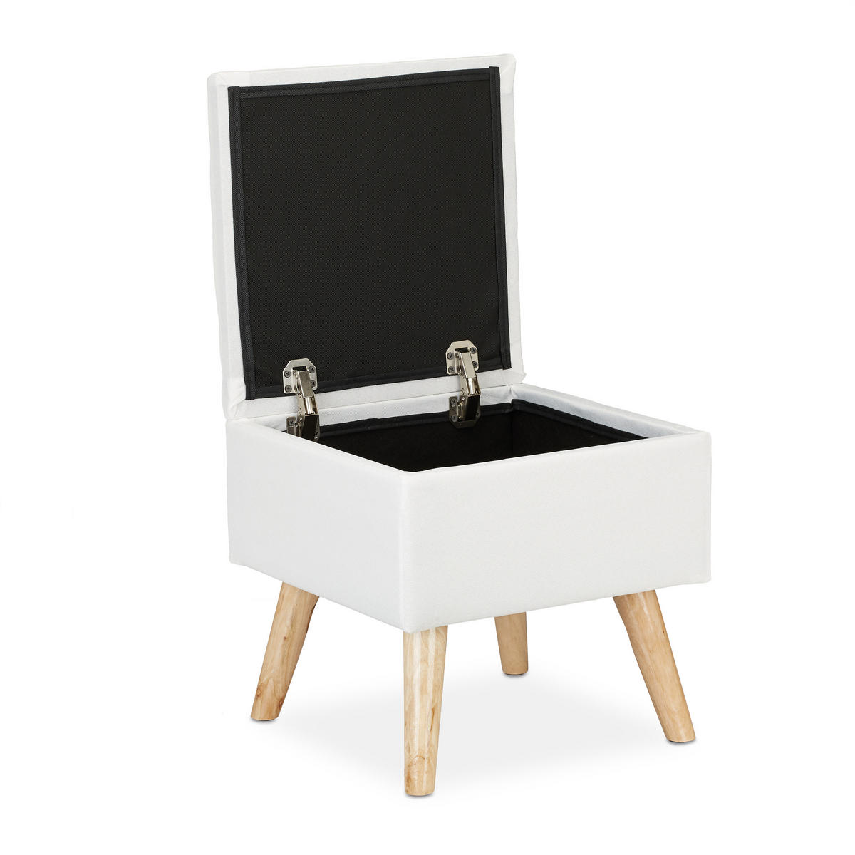 HOCKER - Weiß, Holz/Holzwerkstoff (40/40/40cm) - Relaxdays