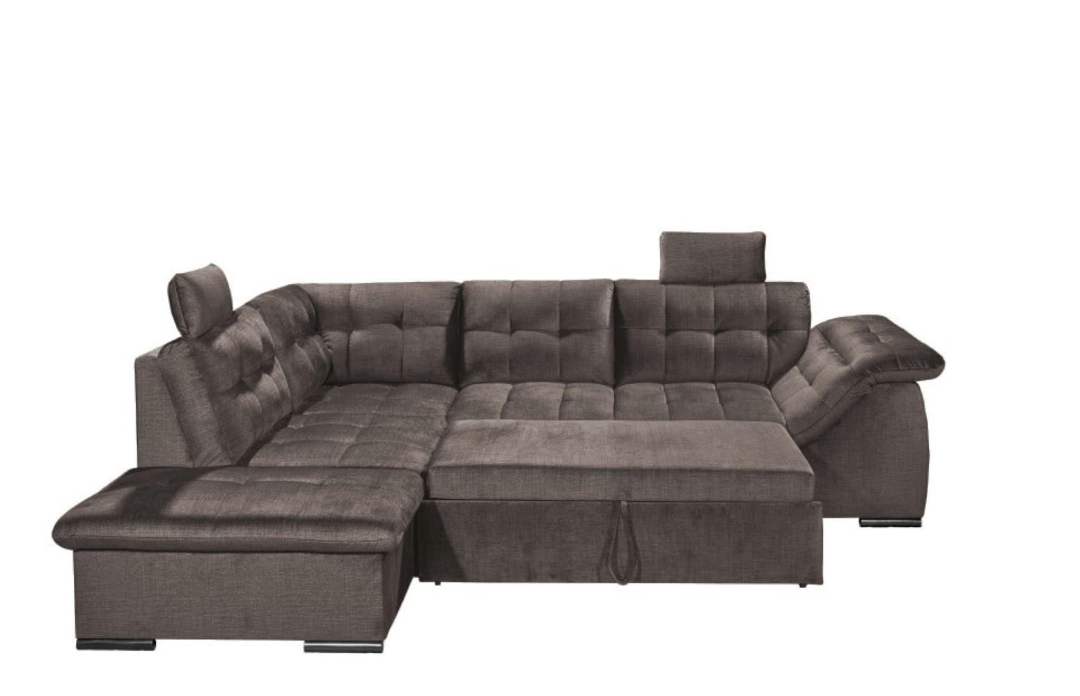 ECKSOFA mit Schlaffunktion und Bettkasten - Dunkelgrau, Kunststoff/Textil (283/217cm) - ed exciting design