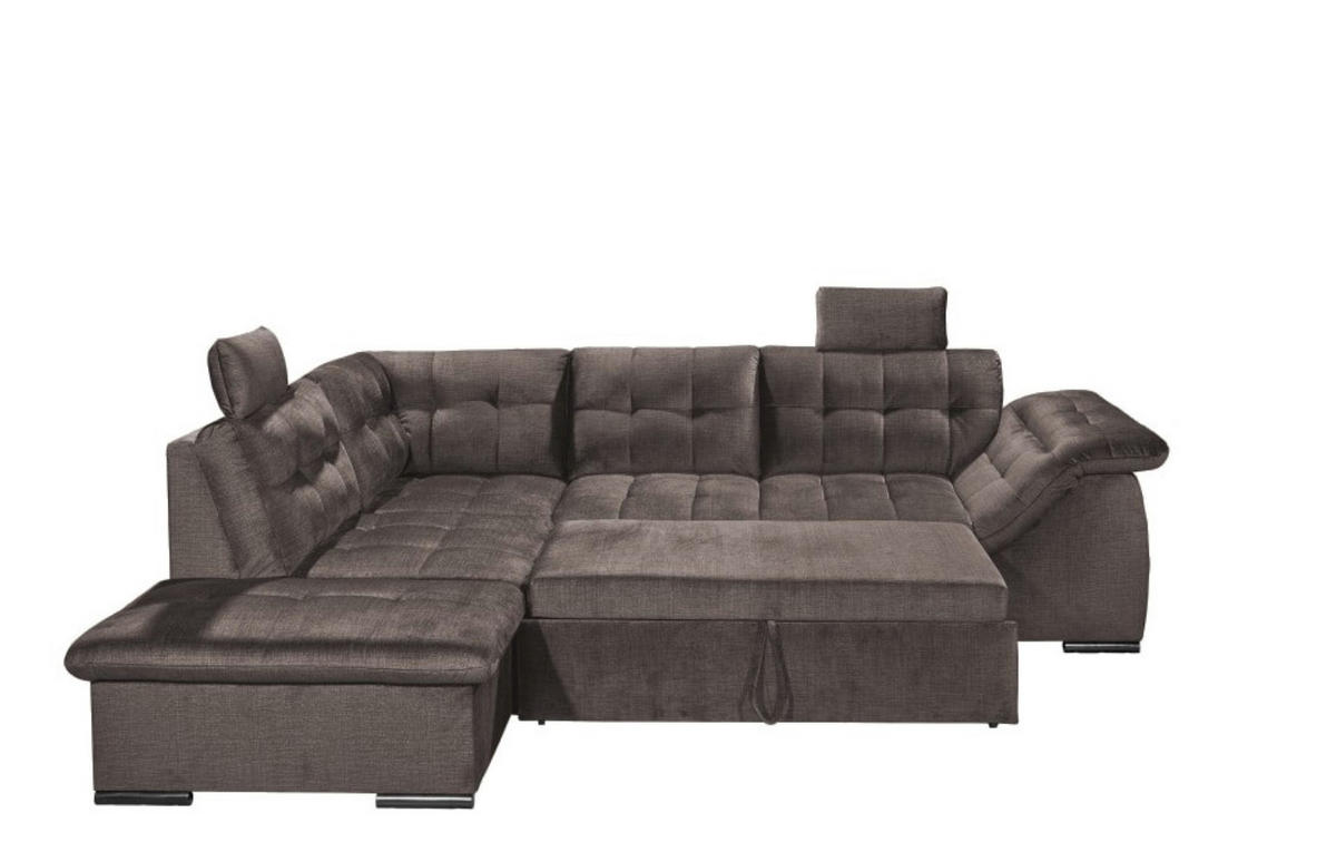 ECKSOFA mit Schlaffunktion und Bettkasten - Dunkelgrau, Kunststoff/Textil (283/217cm) - ed exciting design