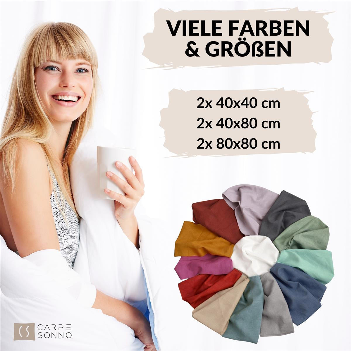 KISSENBEZUG Stone Washed 40x40 cm aus 100% Baumwolle, Renforce Kissenhülle 40 x 40 im 2er Set - Grau - Dunkelgrau, Textil (40/40cm) - Carpe Sonno