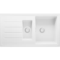 SPÜLBECKEN Kopenhagen Duo, 2-er set Alles Weiß 90/50 cm 1,5 Becken + Ablauf-Set ab 60er Unterschrank - Weiß, Kunststoff (90/19/50cm) - Primagran