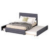 POLSTERBETT 140/200 cm grau mit Unterbett und zwei Schubladen - Grau, Textil (140/200cm) - OKWISH