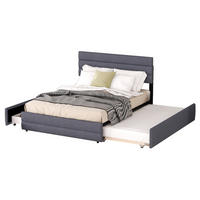 POLSTERBETT 140/200 cm grau mit Unterbett und zwei Schubladen - Grau, Textil (140/200cm) - OKWISH