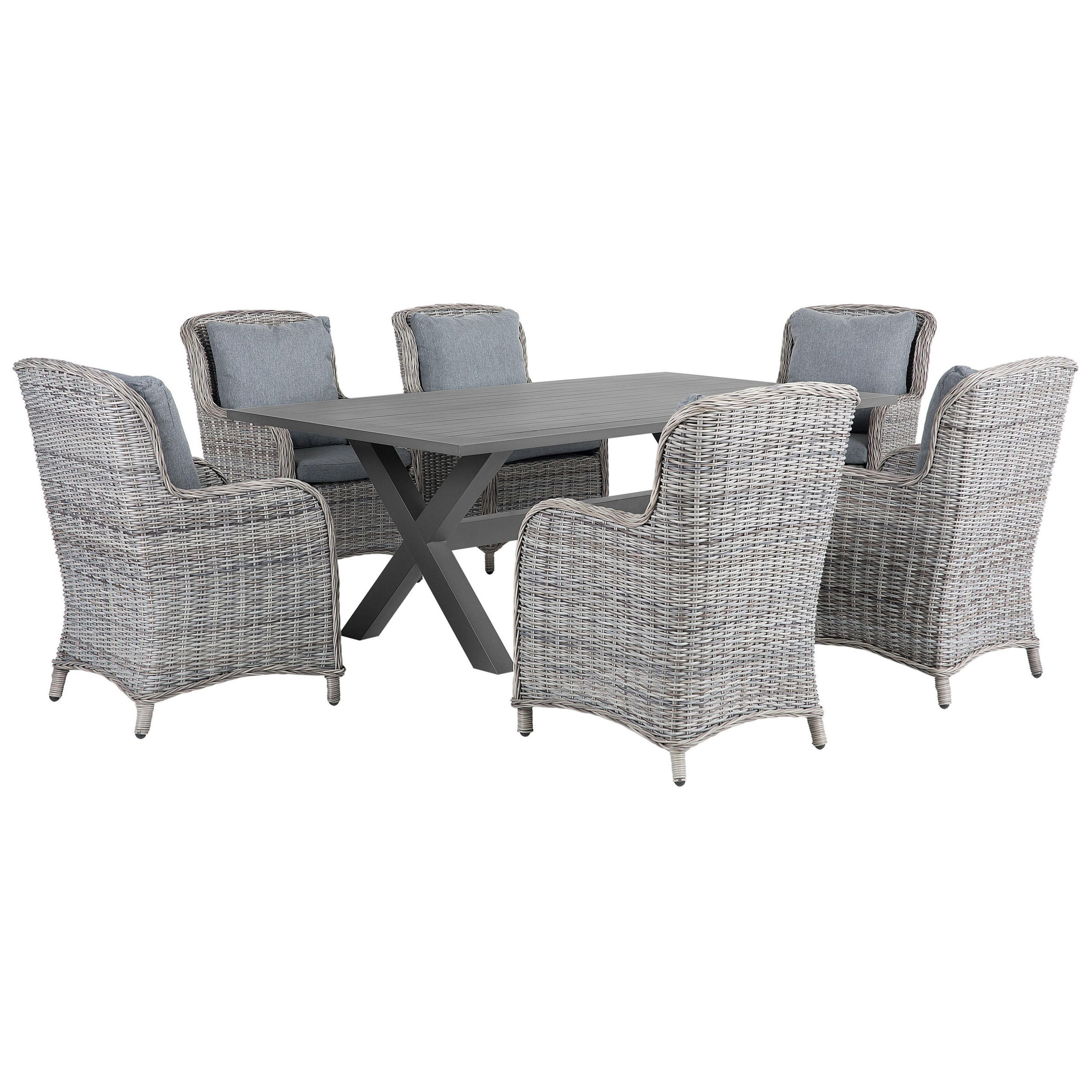GARTENMÖBEL SET 6-Sitzer Aluminium grau Cascais - Grau, Kunststoff - Beliani