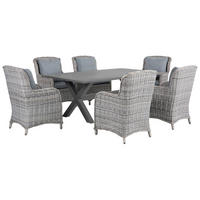 GARTENMÖBEL SET 6-Sitzer Aluminium grau Cascais - Grau, Kunststoff - Beliani