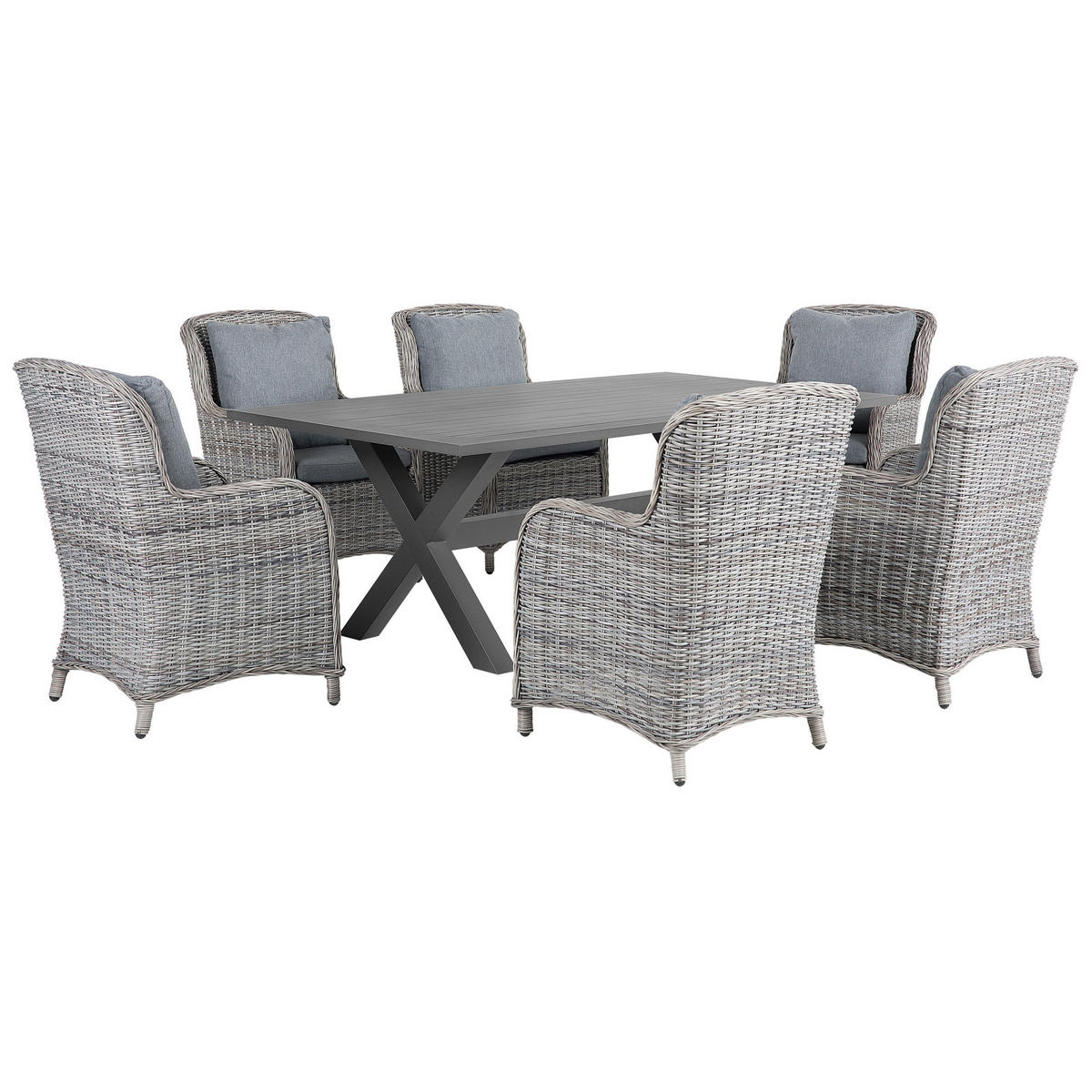GARTENMÖBEL SET 6-Sitzer Aluminium grau Cascais - Grau, Kunststoff - Beliani