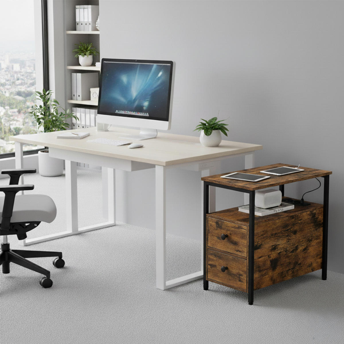 BEISTELLTISCH - Braun, Holzwerkstoff/Metall (60/35/61cm) - Relaxdays