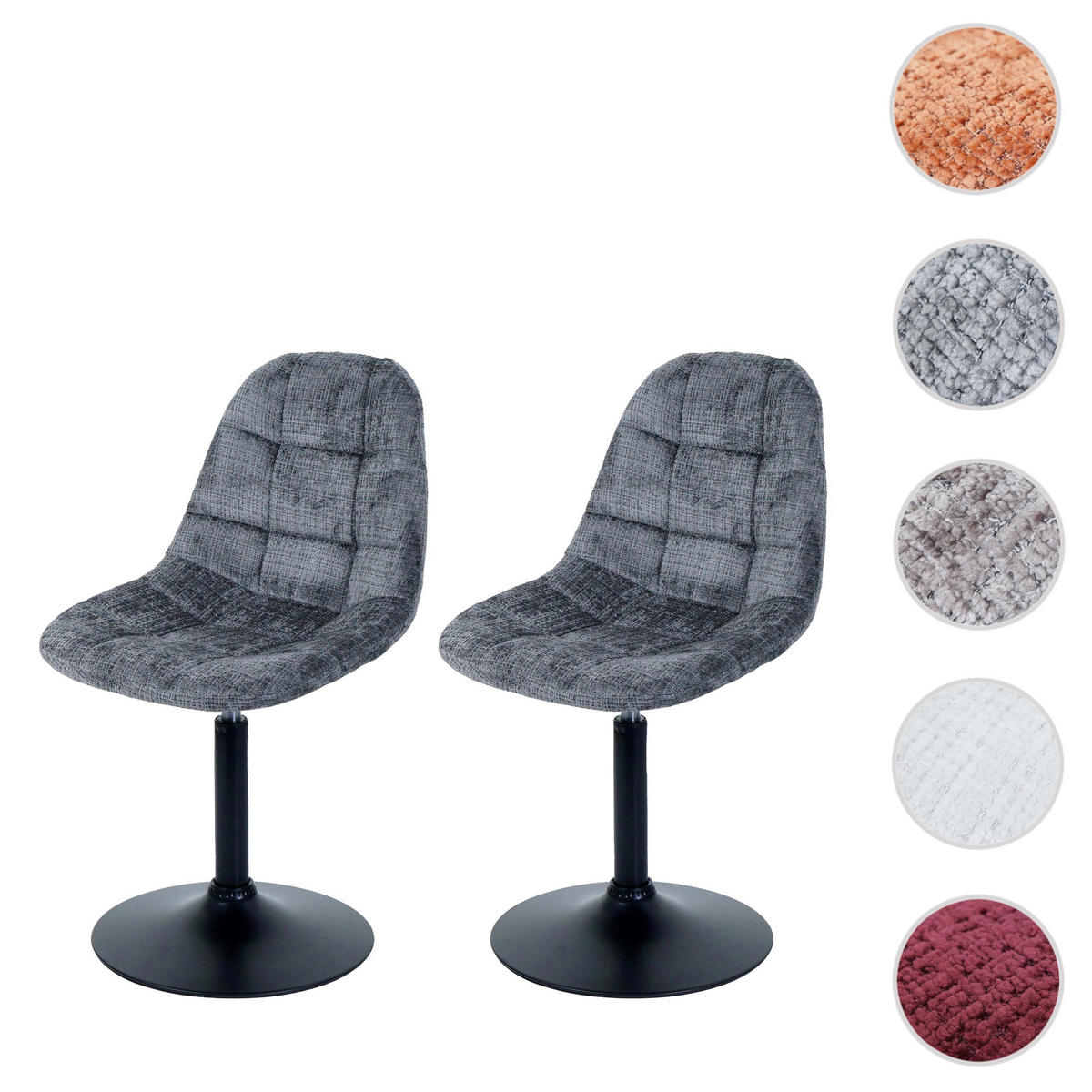 ESSZIMMERSTUHL 2er-Set 83x47x43cm Sitzhöhe 47cm Stahl Stoff/Textil Chenille Dunkelgrau - Dunkelgrau, Textil (47/83/43cm) - CHEFGASTRO