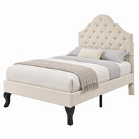 POLSTERBETT mit verstellbarem Kopfteil 90x200 cm Samt Beige - Beige, Metall (90/200cm) - Beauniv