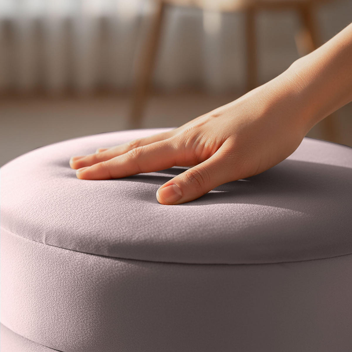 SITZHOCKER LUNA, Rosa, T40xB40xH44 - Pink, Holz (40/44/40cm) - Milordbikes