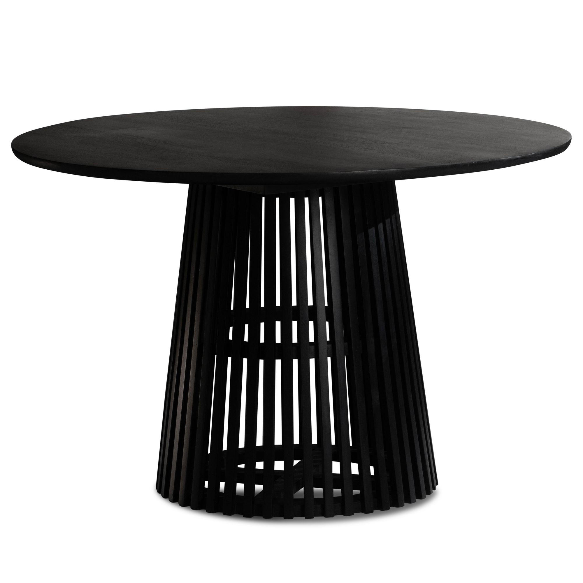 ESSZIMMERTISCH – Rund Mango Massivholz 120x120x77 cm Schwarz Gittergestell - Schwarz, Holz (120/120/77cm) - KADIMA DESIGN