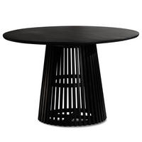 ESSZIMMERTISCH – Rund Mango Massivholz 120x120x77 cm Schwarz Gittergestell - Schwarz, Holz (120/120/77cm) - KADIMA DESIGN