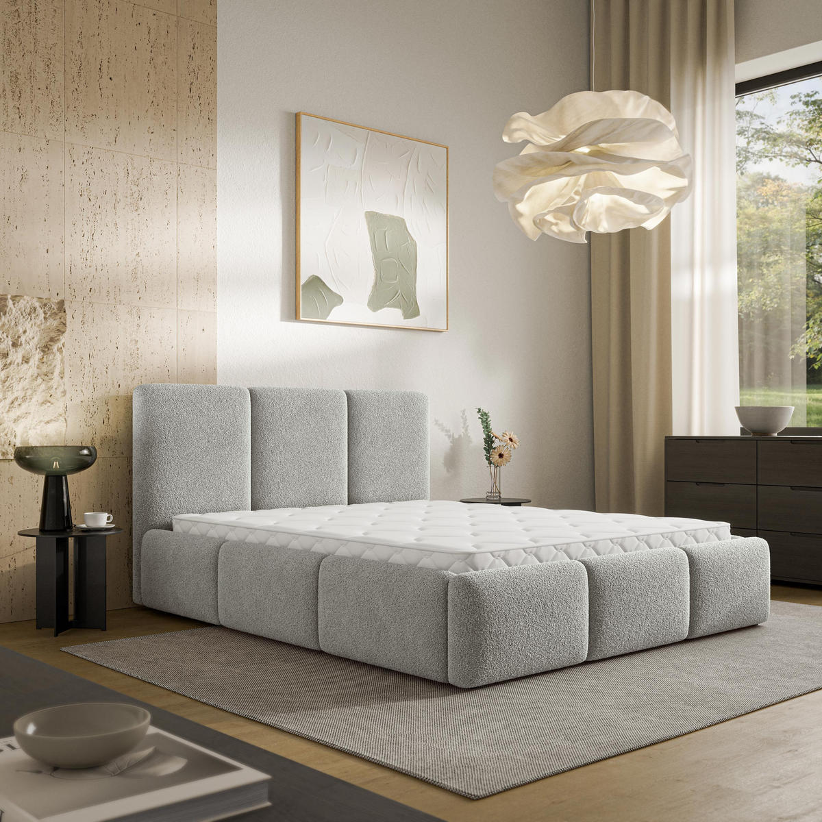 ČALOUNĚNÁ Postel ARSIL 160x200 cm Světle šedá - světle šedá, kompozitní dřevo/textil (160/200cm) - MASSENO