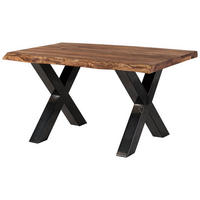 BAUMTISCH Sheesham 140x90x77 grau gebeizt / X-Beine anthrazit glänzend FREEFORM 5 - Grau, Holz (140/90/77cm) - Massivmoebel24