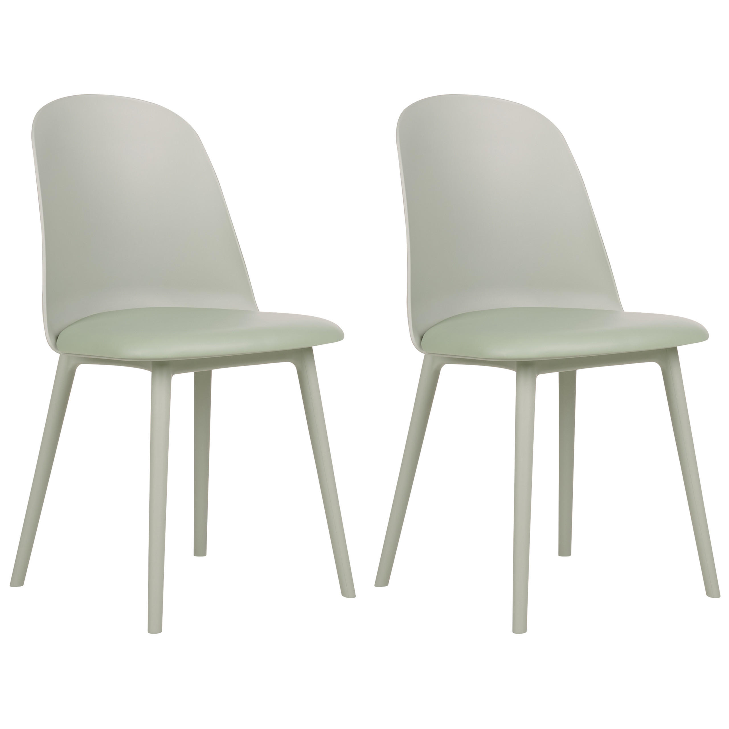 SCAUN DE BUCĂTĂRIE set de 2 plastic/piele ecologică verde deschis Fomby