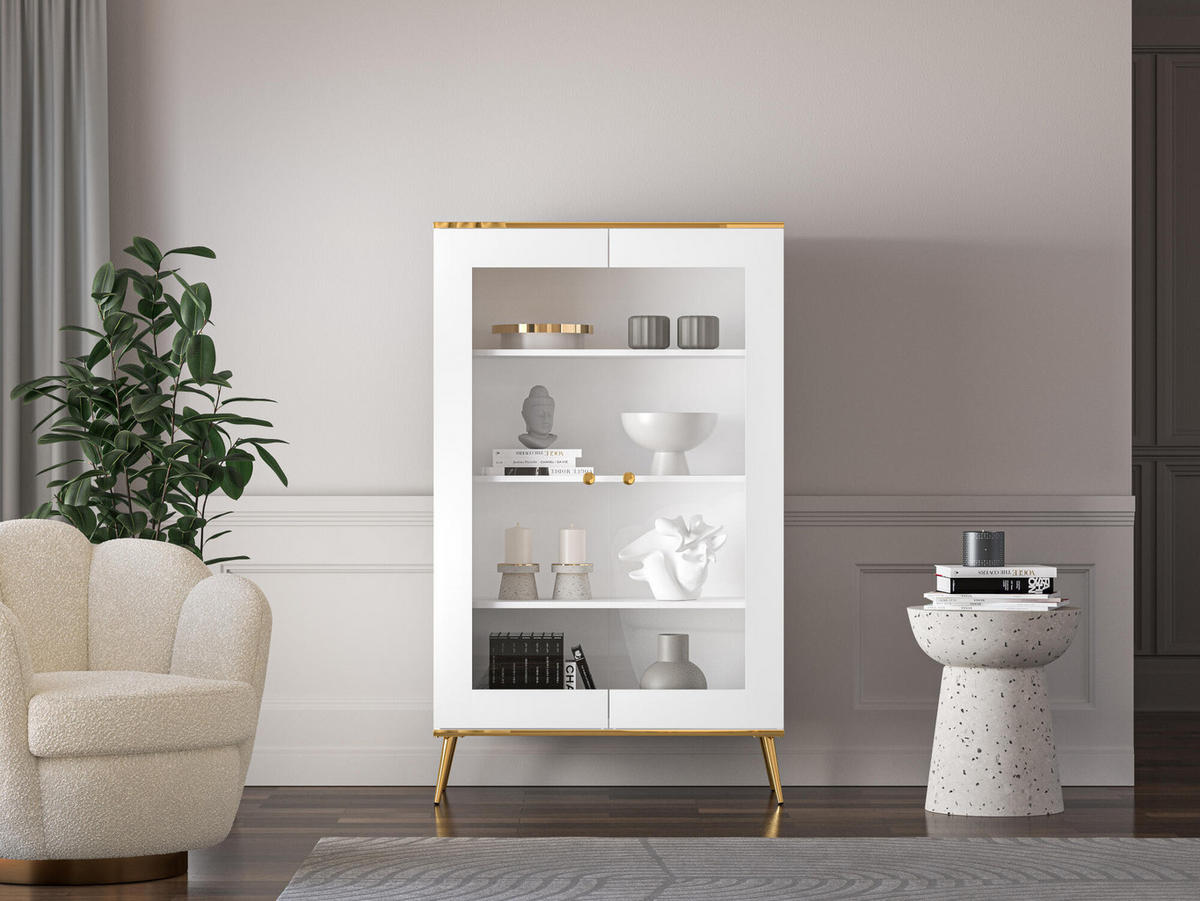 VITRINE VITERBO Weiß 92x40x152 cm - Weiß, Holzwerkstoff (92/152/40cm) - FURNLUX