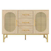 SIDEBOARD mit Rattan-Türen, 100x40x60 cm - Eiche San Remo, Holzwerkstoff/Metall (120/74/40cm) - Urban Meuble