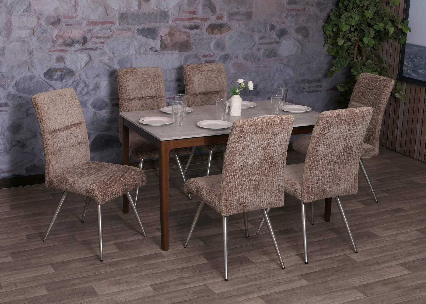 ESSZIMMERSTUHL Braun 6er-Set - Braun, Textil (68/97/64cm) - MCW