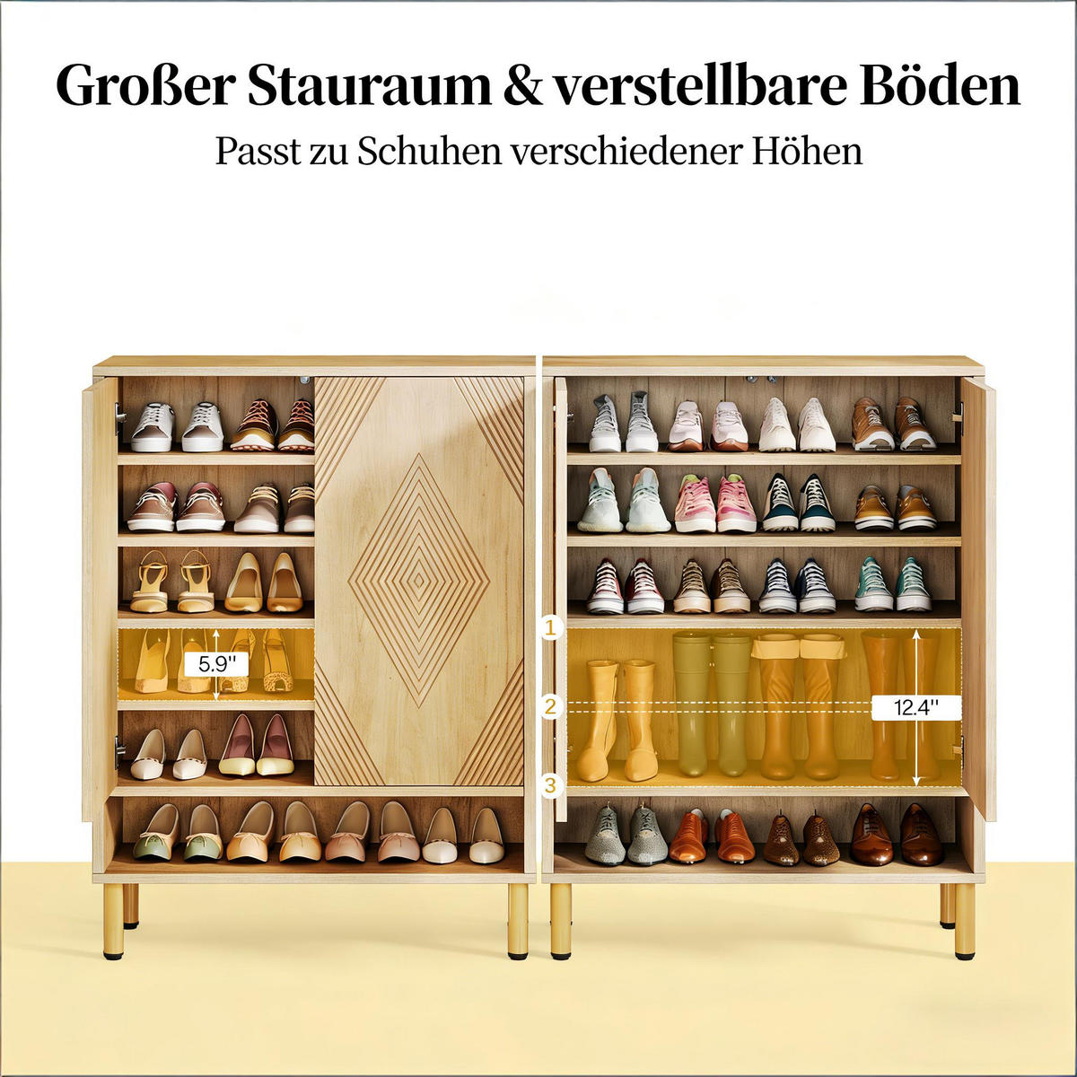 SCHUHSCHRANK Natur 73/35/115 cm - Naturfarben, Holz (73/115/35cm) - PANGIVO