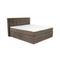 BOXSPRINGBETT 180x200 cm, 7-Zonen-Tonnentaschen-Federkernmatratzen H3, Topper, Bonell-Federkern, 2 Bettkästen, Cord Braun Taupe / 20040 - Schwarz/Braun, Kunststoff/Textil (180/200cm) - luma-home