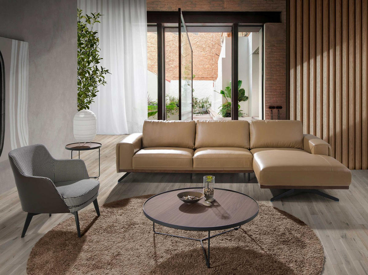 ECKTISCH Runder Nussbaum und schwarzer Stahl Ø50/50 cm - Nussbaumfarben/Walnussfarben, Holz/Holzwerkstoff (50/50/50cm) - ANGEL CERDA