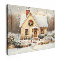 LEINWANDBILD Weihnachten - Zuhause - Winter - Schnee 40x30 cm - Creme, Textil (40/30cm) - MuchoWow