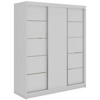 SCHWEBETÜRENSCHRANK mit Schubladen 180 - MACEDONIA - Weiß - Alufarben/Weiß, Holzwerkstoff/Metall (180/216/61cm) - MKS