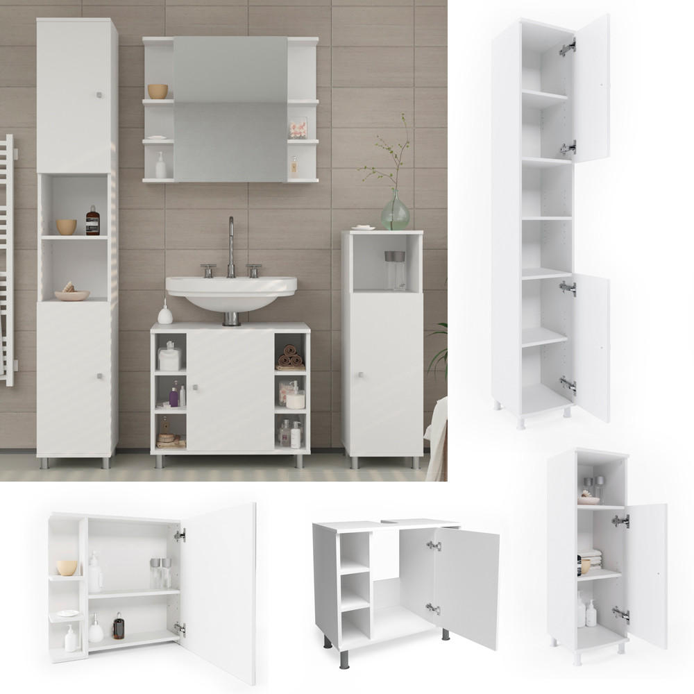 BADMÖBEL-SET Fynn Weiß 4 Teile - Weiß, Holzwerkstoff (60/54/32cm) - Vicco
