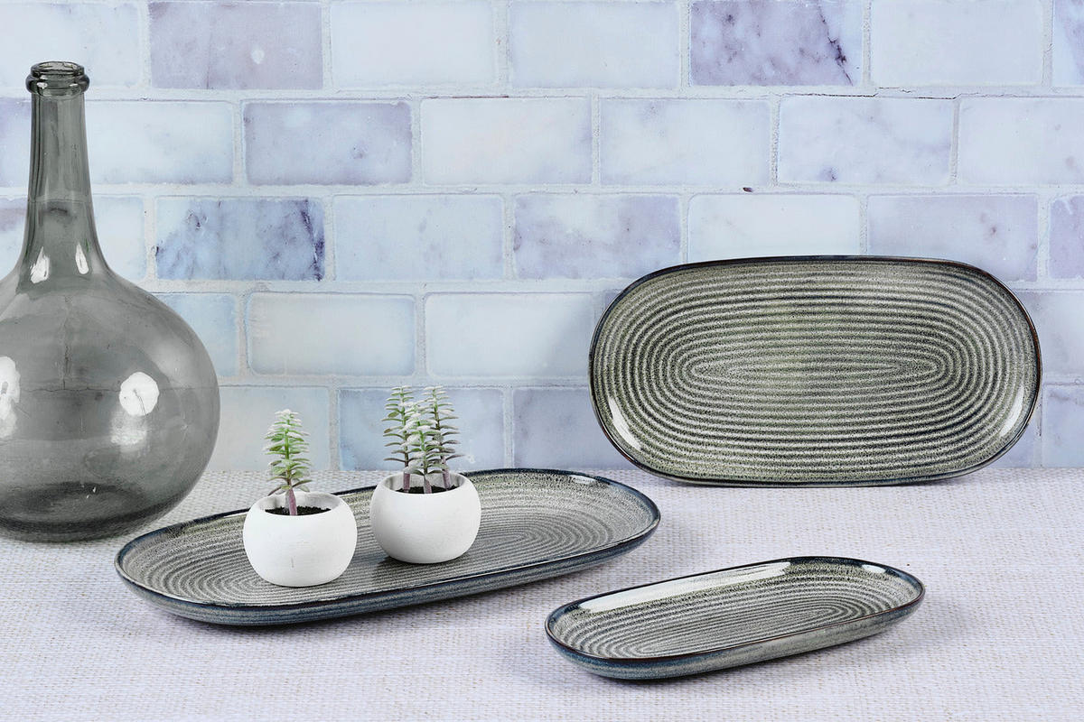 SERVIERPLATTEN Zen - 3er-Set - Natur - Grau, Keramik (1/1/1cm) - Björn