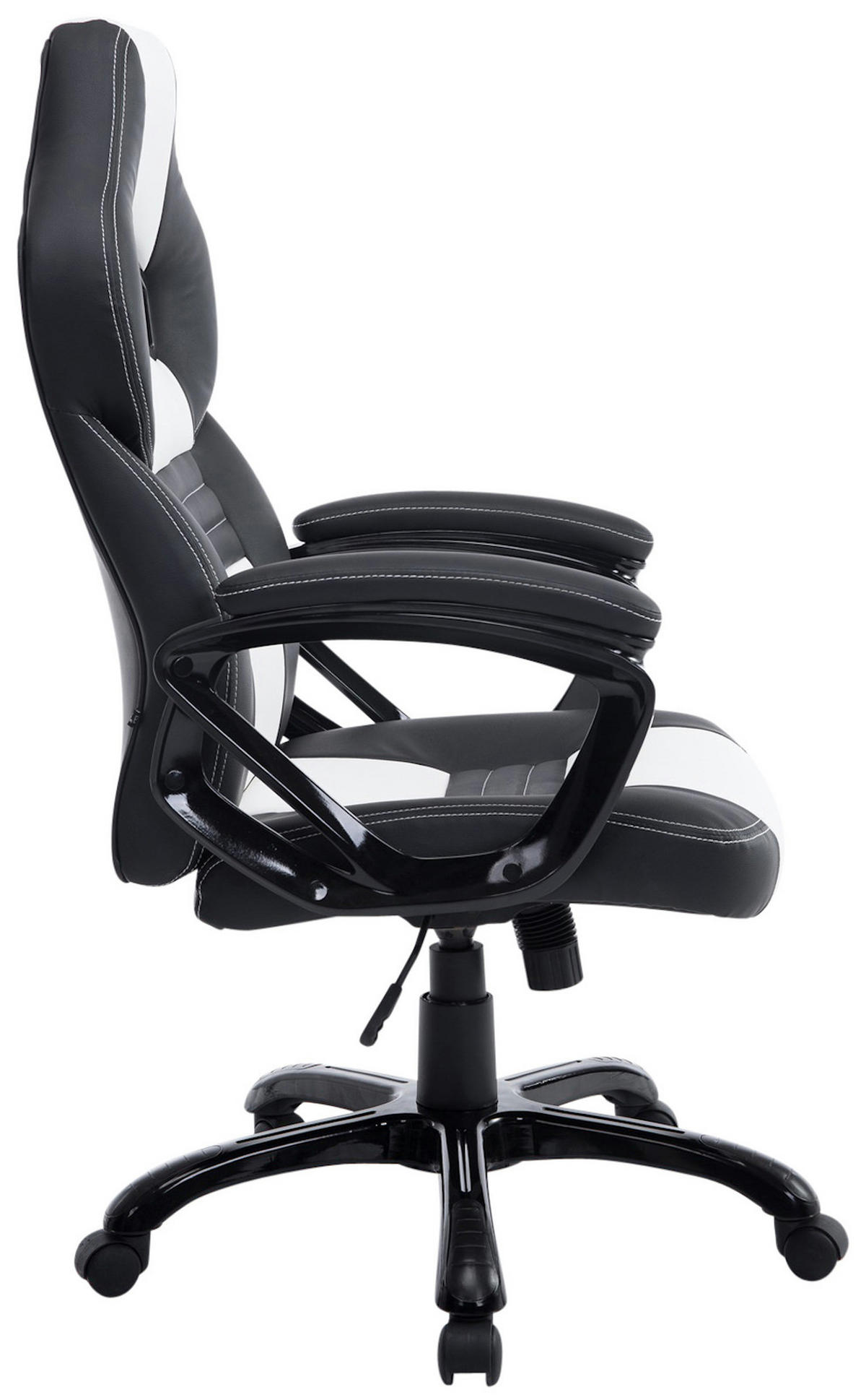 BÜROSTUHL Peso, Kunstleder Schwarz/Weiß - Weiß, Kunststoff/Textil (65/124/70cm) - TPFLiving