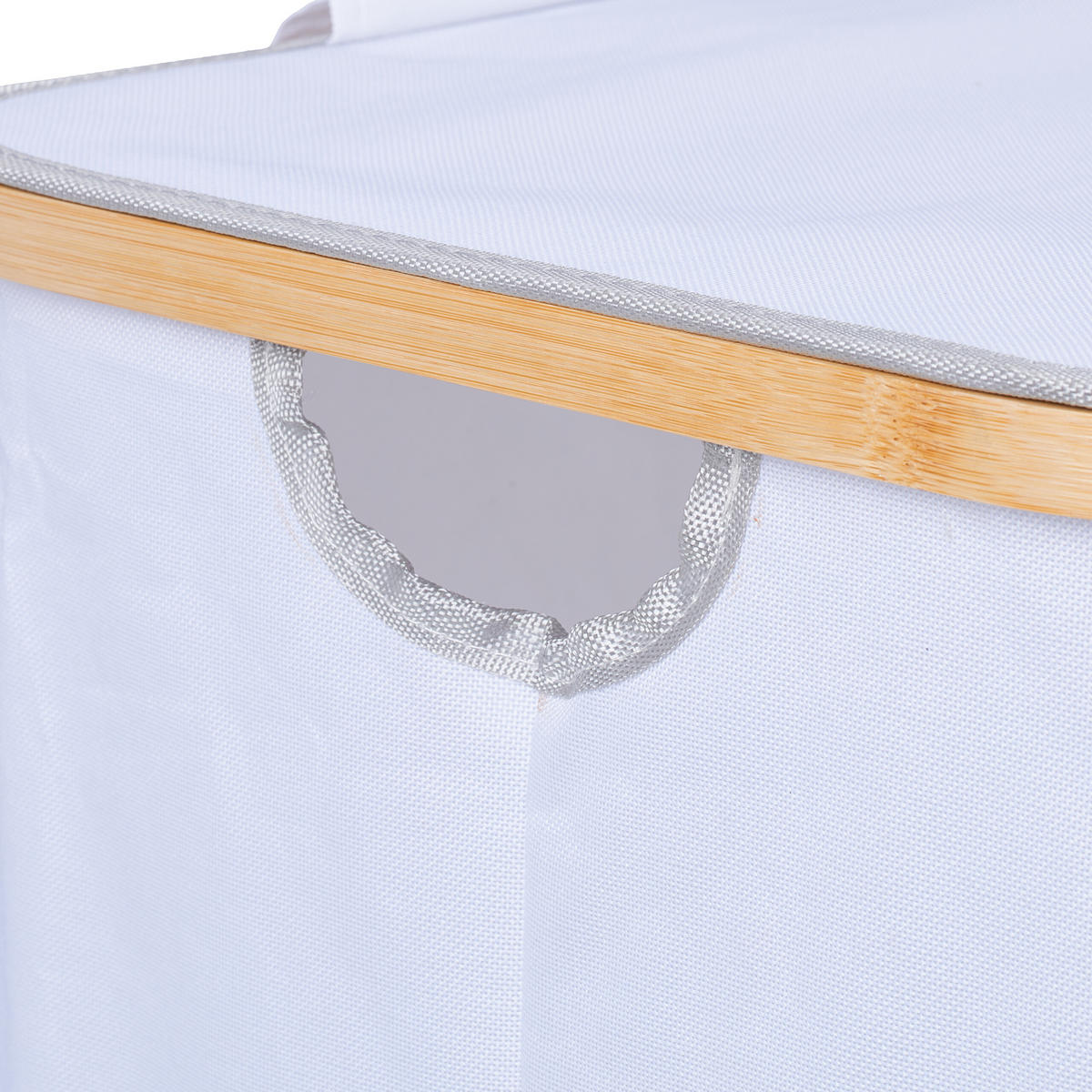 WÄSCHEKORB - Weiß, Holz/Textil (54/75/34cm) - Relaxdays