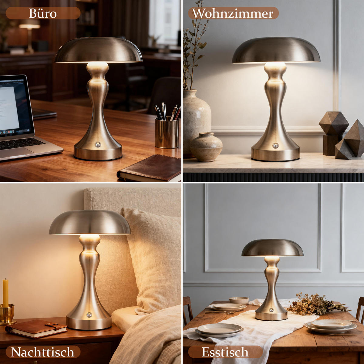 LED stolní lampa Achard 15,5/15,5/22 cm - stříbrná, kov (15.5/15.5/22cm) - Nettlife