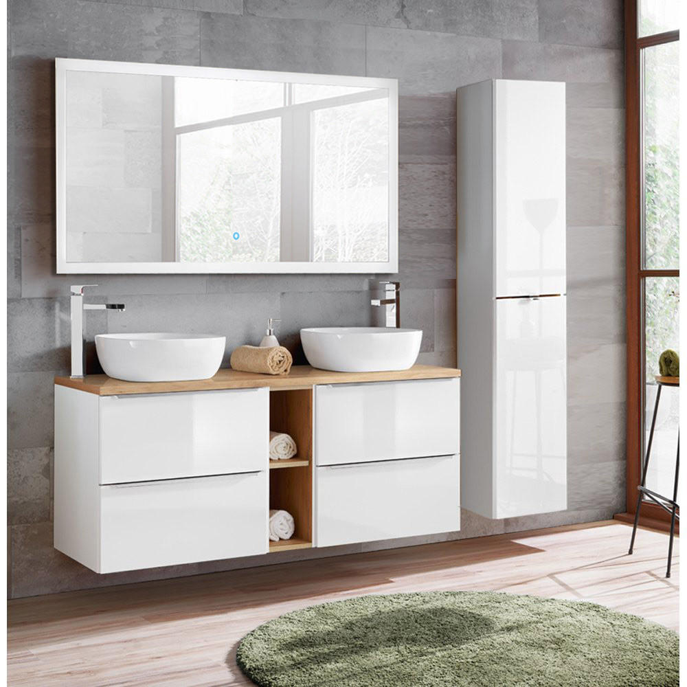Lomado Badmöbel-Set Weiß 195x190x46 cm