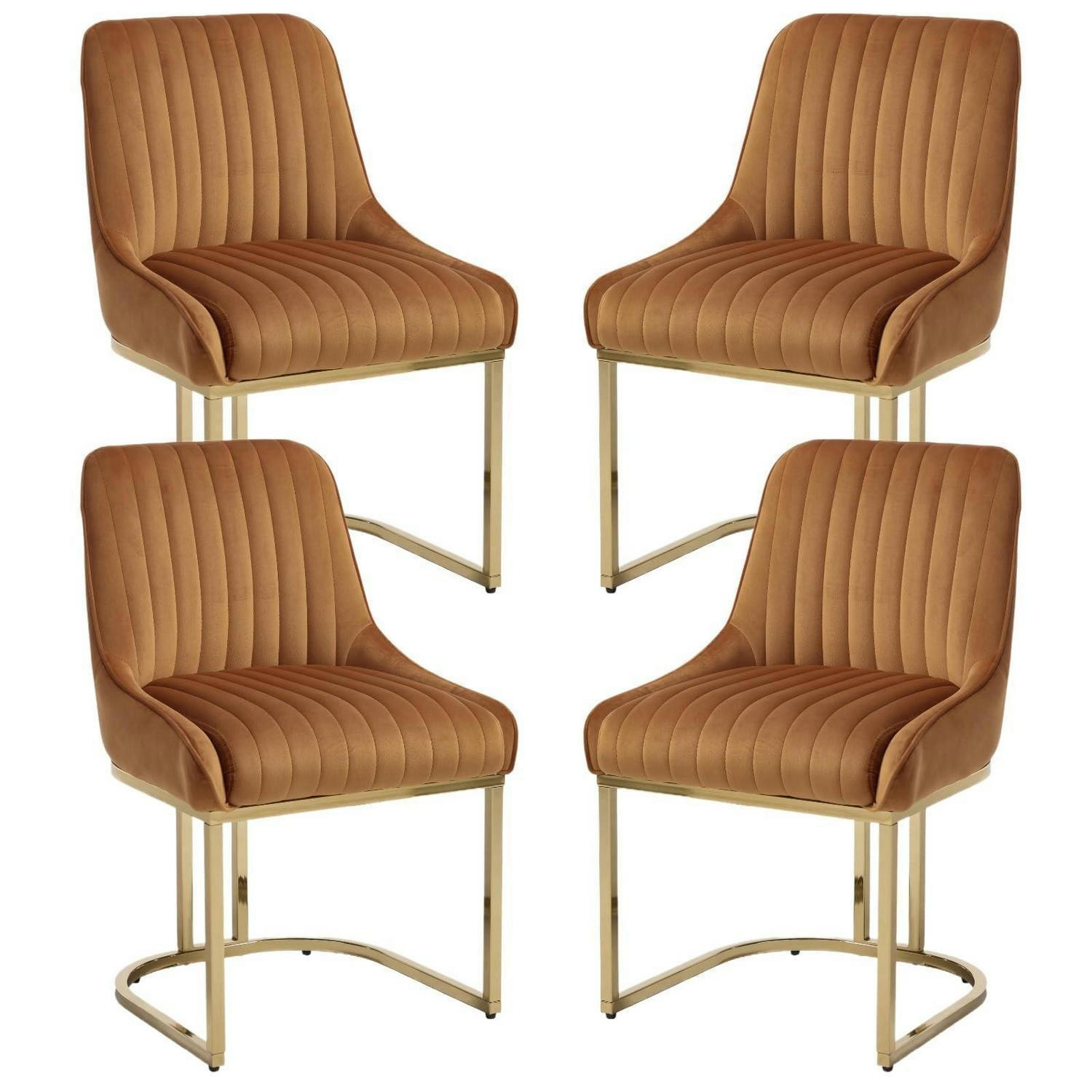 ESSZIMMERSTÜHLE 4er Set Samt Braun - Braun, Textil (47/79/53cm)