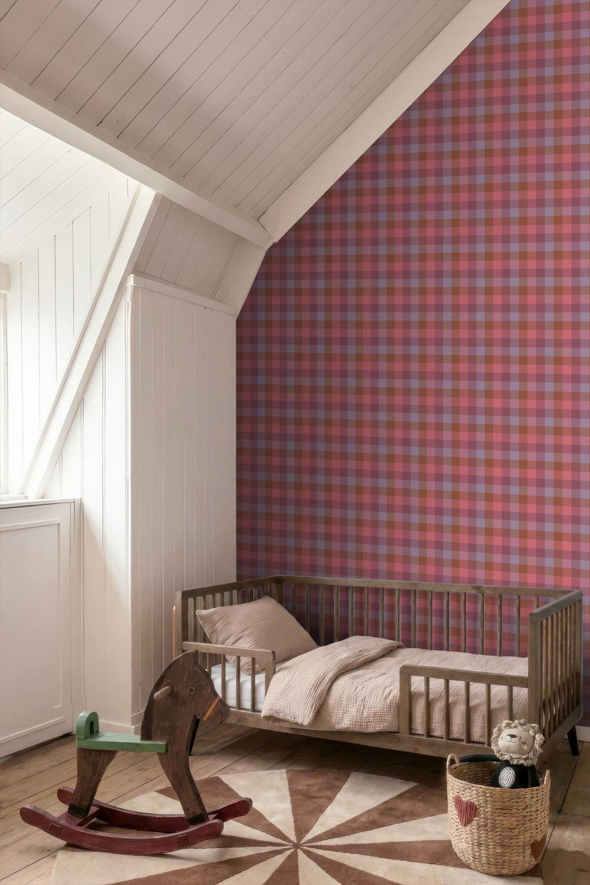 TAPETE Karomuster 50 x 900 cm - Pink, Papier (50/0.1cm) - ESTAhome