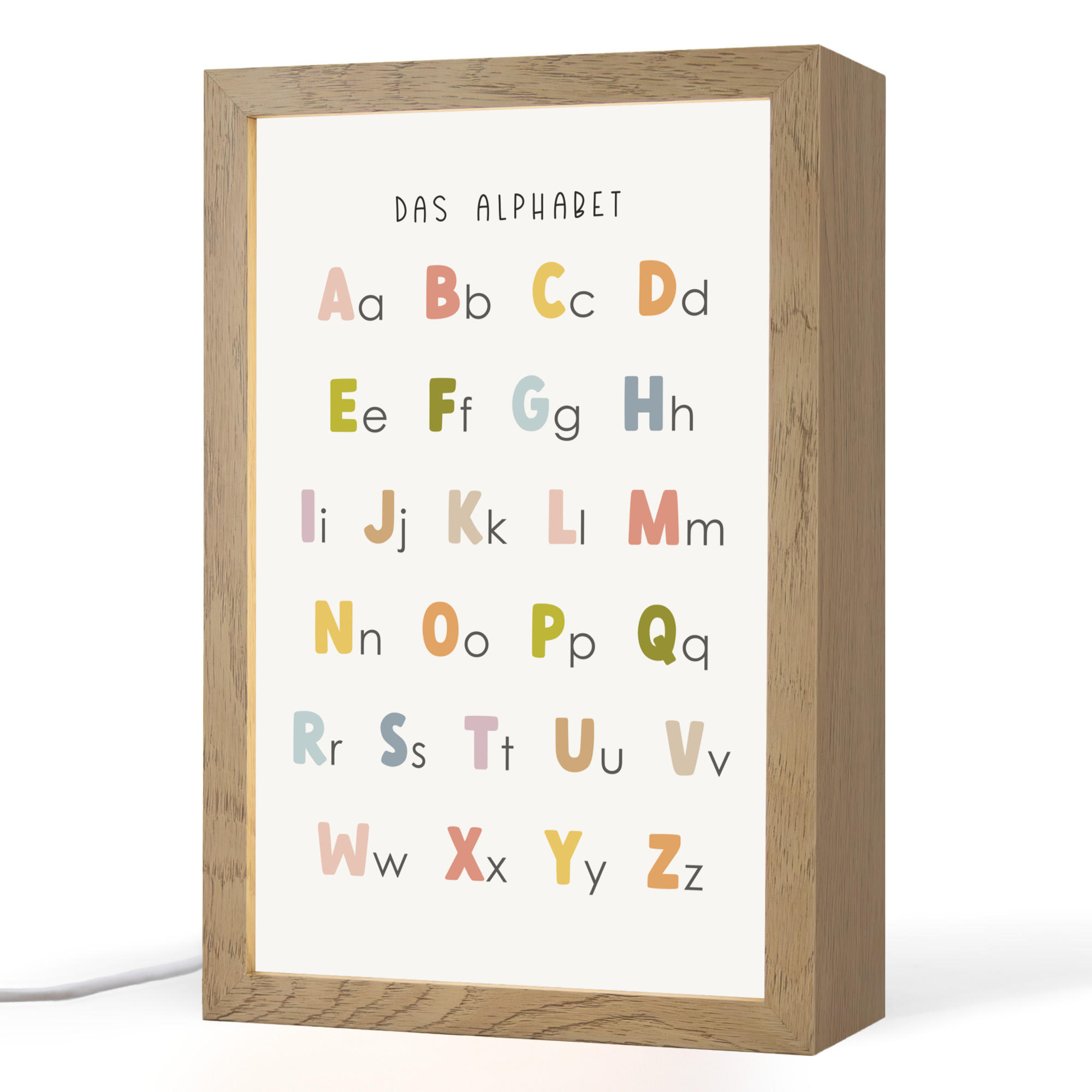 NACHTTISCHLAMPE Pädagogisch - Alphabet lernen - Farbenfroh - Weiß - Buchstaben 20x30 cm - Weiß, Holzwerkstoff (8/20/30cm)